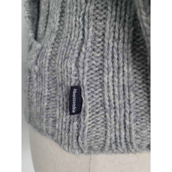 Y2K Abercrombie & Fitch Merino Wool Knit Hooded Pocket Sweater M Preppy Fitted - Picture 4 of 9